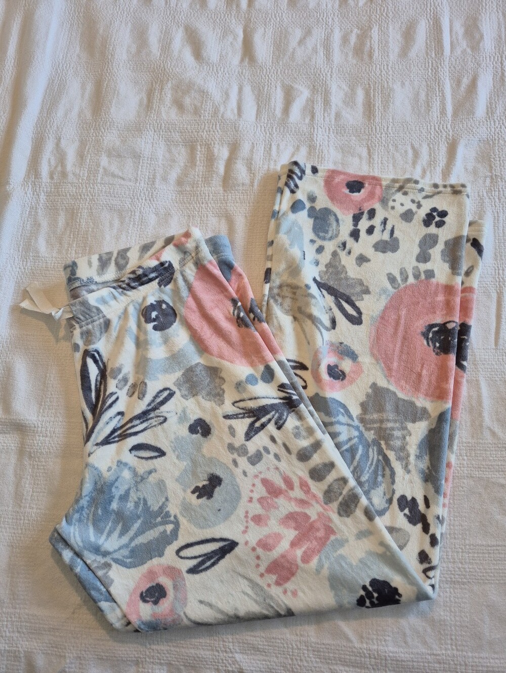 Lildy women's L - XL printed plush pajama lounge pants water color print NWT